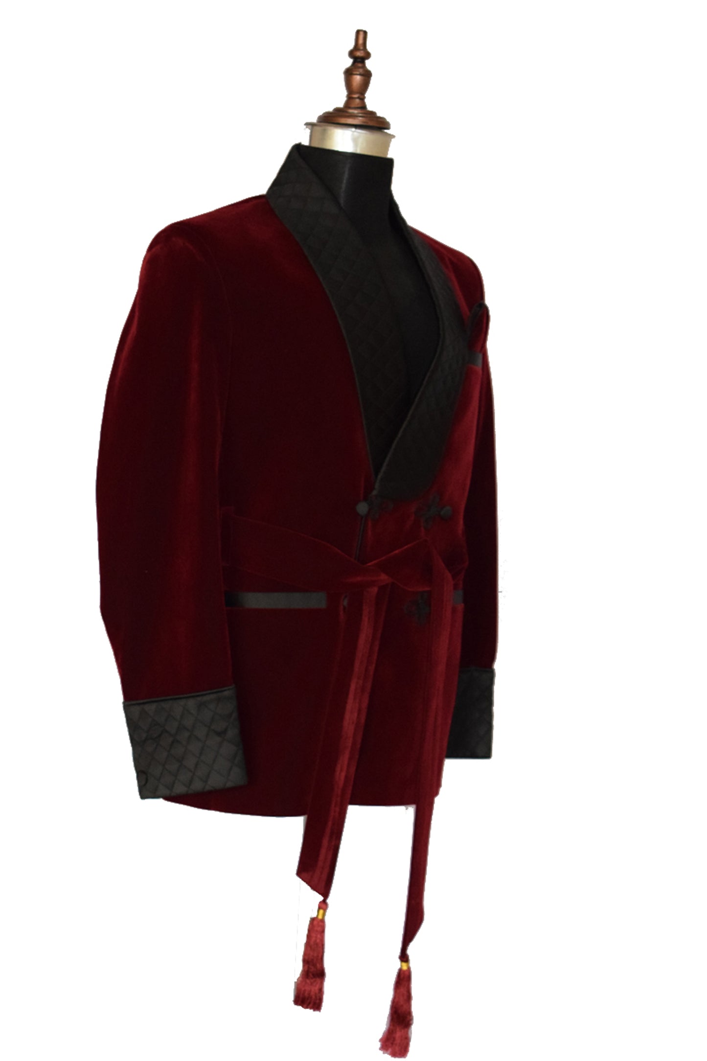 Men Maroon Smoking Jacket Dinner Party Wear Coat - TrendsfashionIN