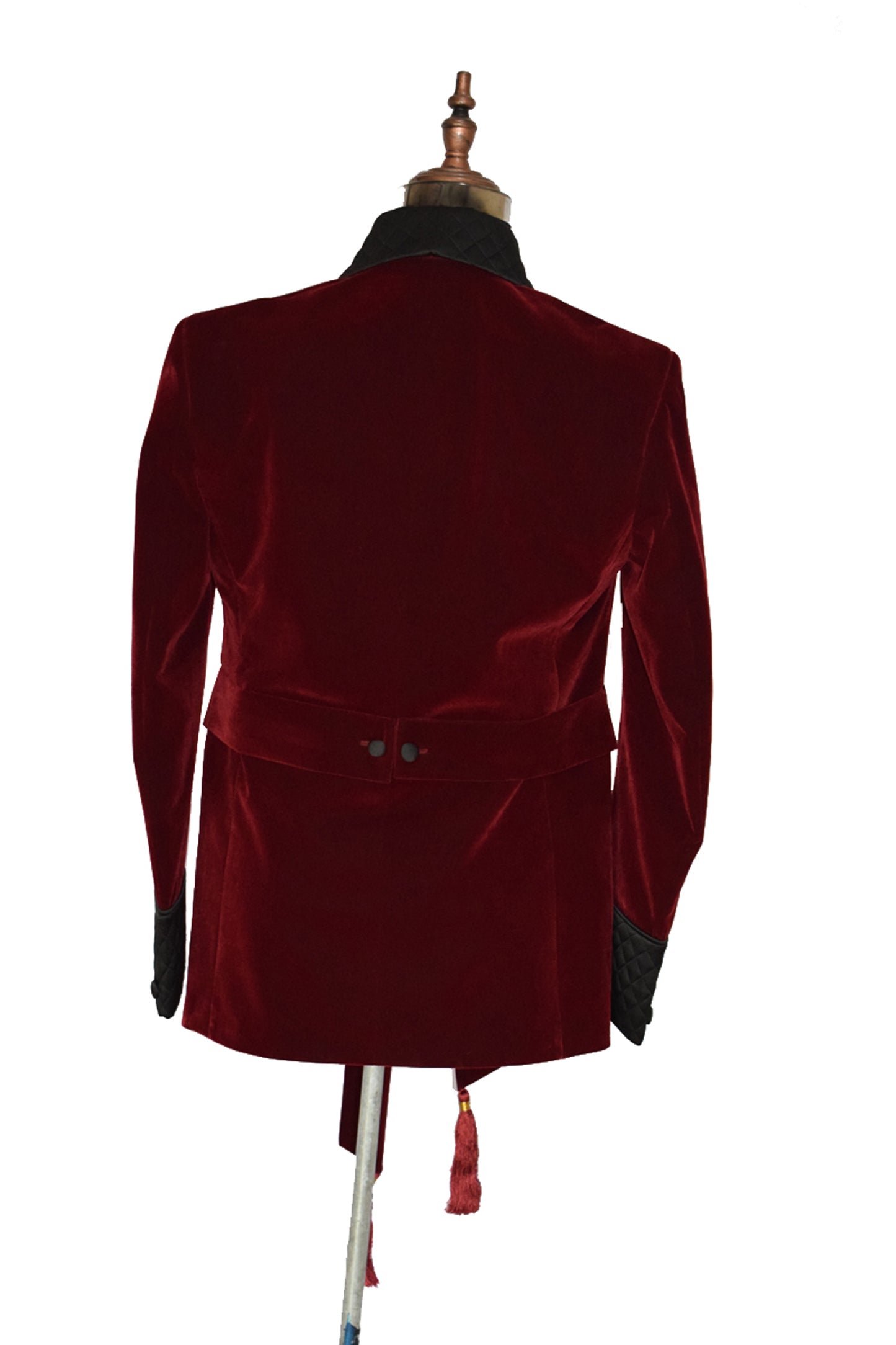 Men Maroon Smoking Jacket Dinner Party Wear Coat - TrendsfashionIN