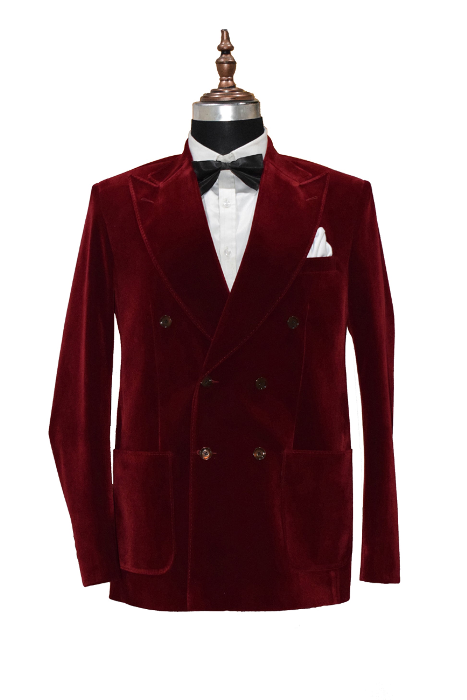 Men Maroon Smoking Jacket Dinner Party Wear Coat - TrendsfashionIN