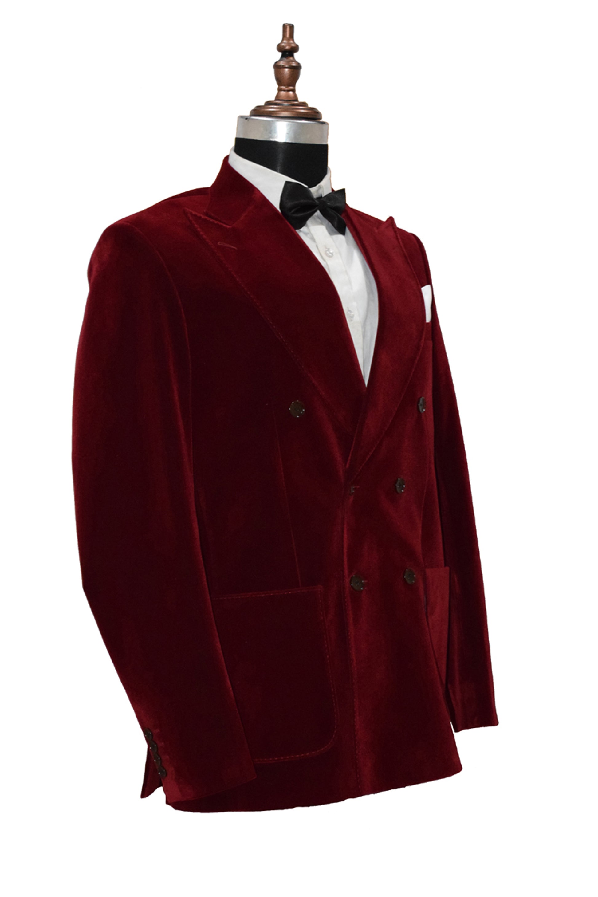 Men Maroon Smoking Jacket Dinner Party Wear Coat - TrendsfashionIN