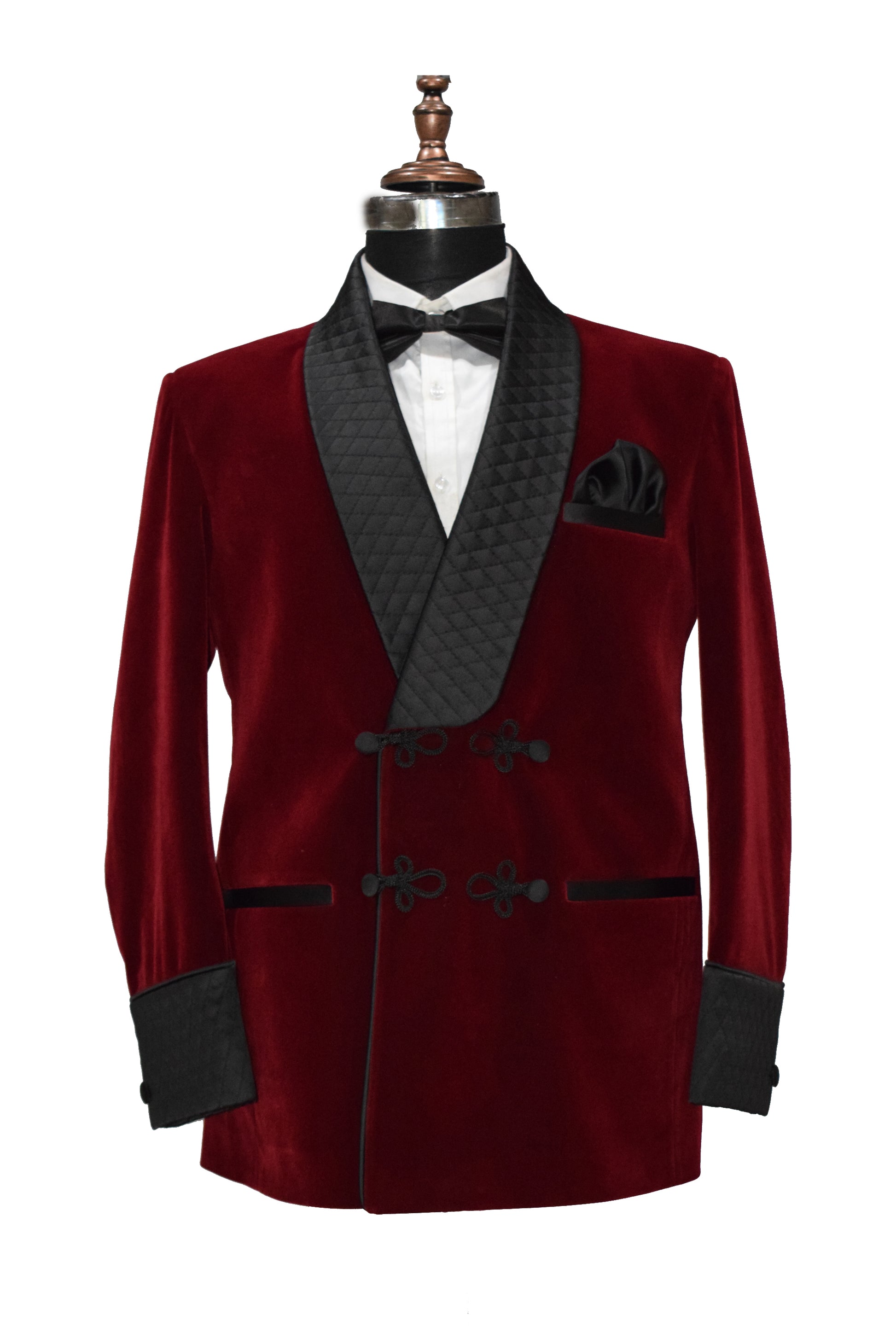 Men Maroon Smoking Jacket Dinner Party Wear Coats - TrendsfashionIN