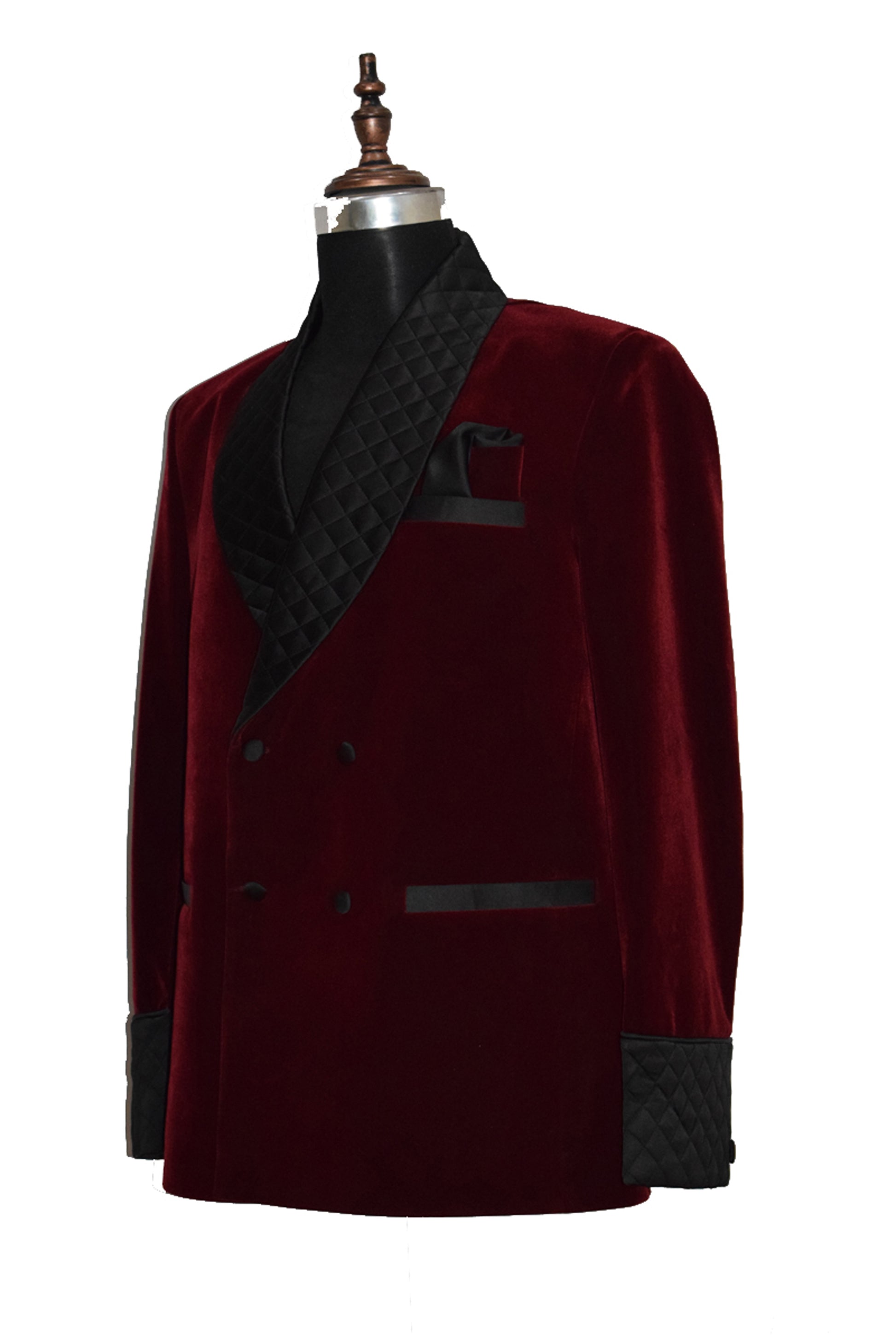 Men Maroon Smoking Jacket Dinner Party Wear Blazer - TrendsfashionIN