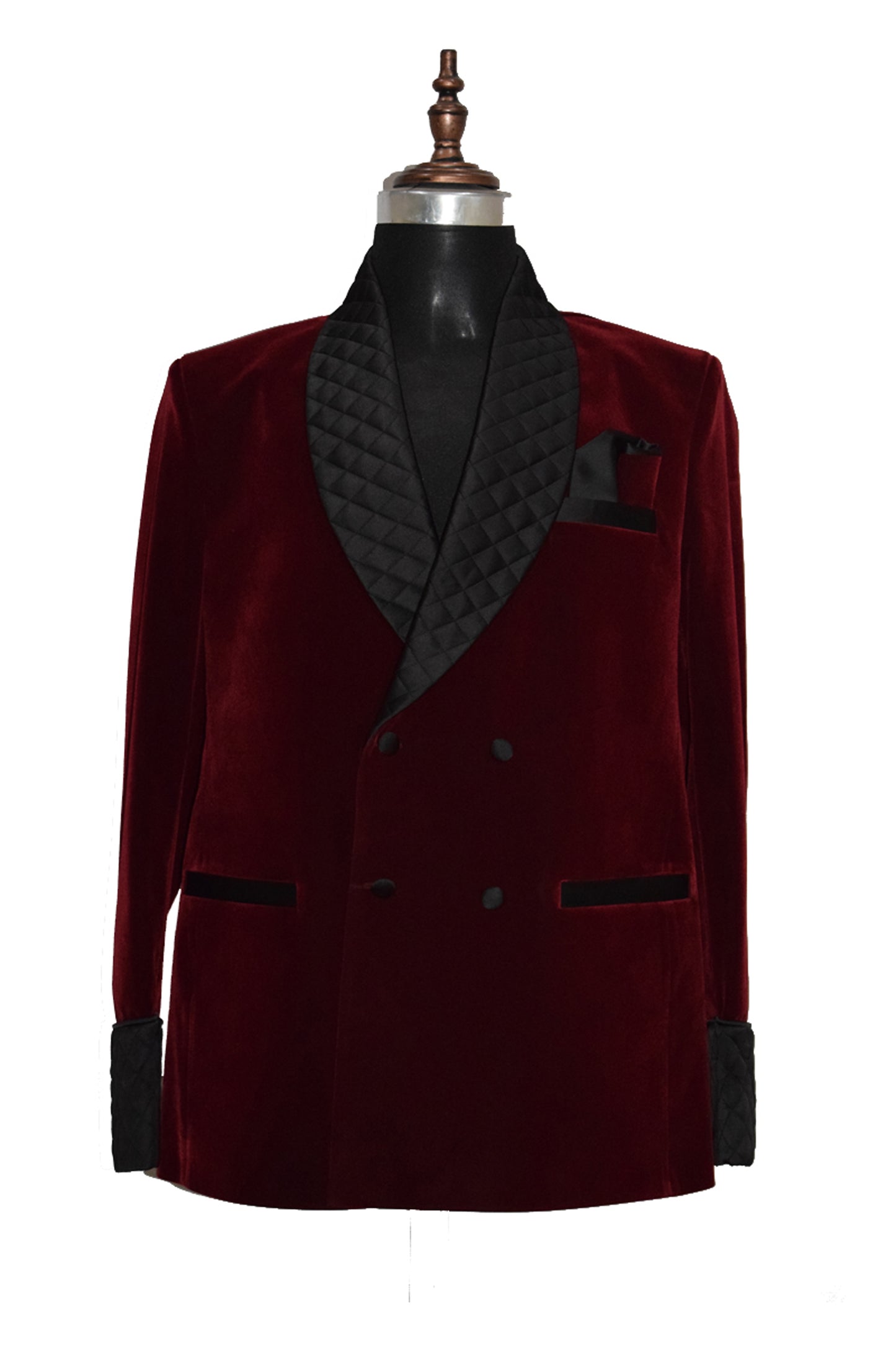 Men Maroon Smoking Jacket Dinner Party Wear Blazer - TrendsfashionIN