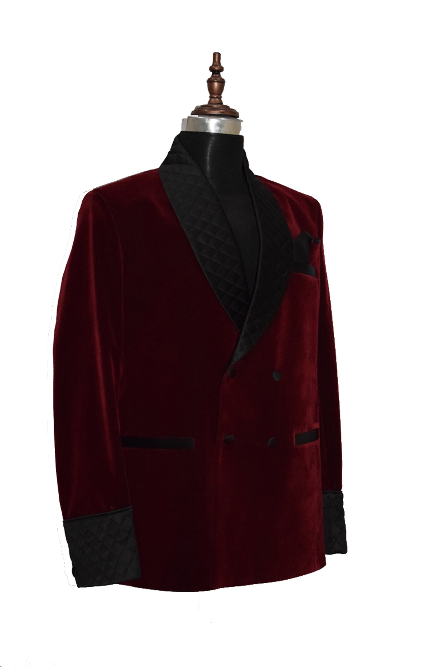 Men Maroon Smoking Jacket Dinner Party Wear Blazer - TrendsfashionIN