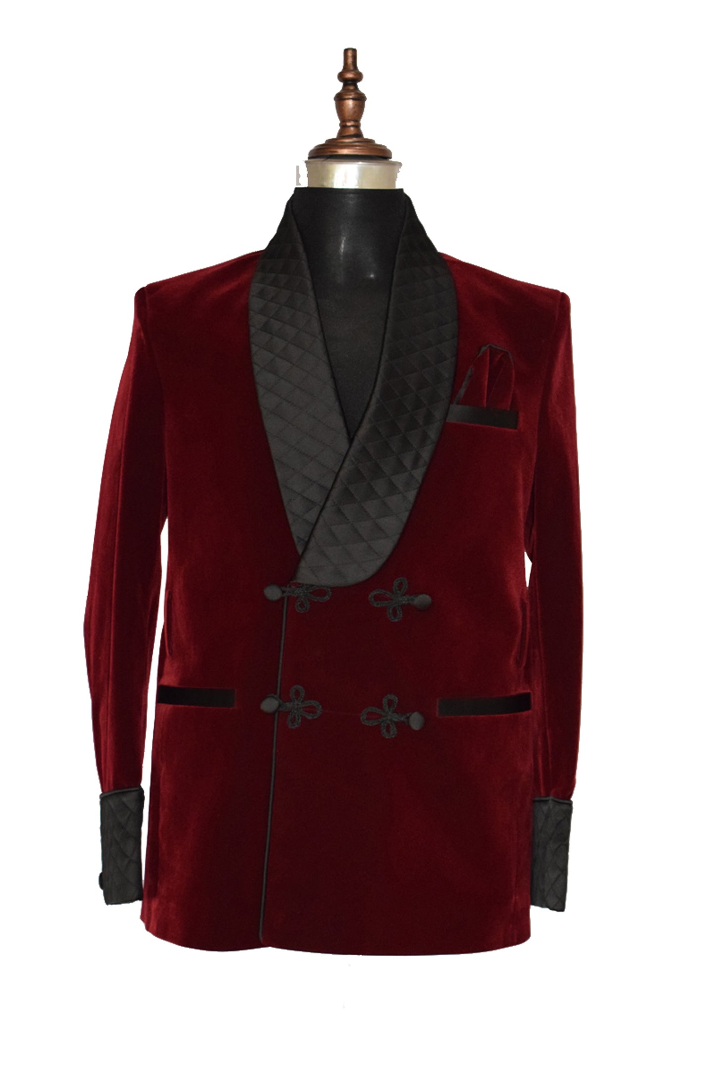 Men Maroon Smoking Jacket Dinner Party Wear Blazer - TrendsfashionIN