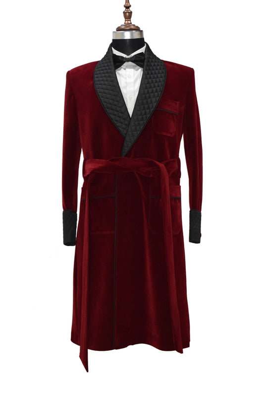 Men Maroon Smoking Gown Dinner Party Wear Long Gown - TrendsfashionIN