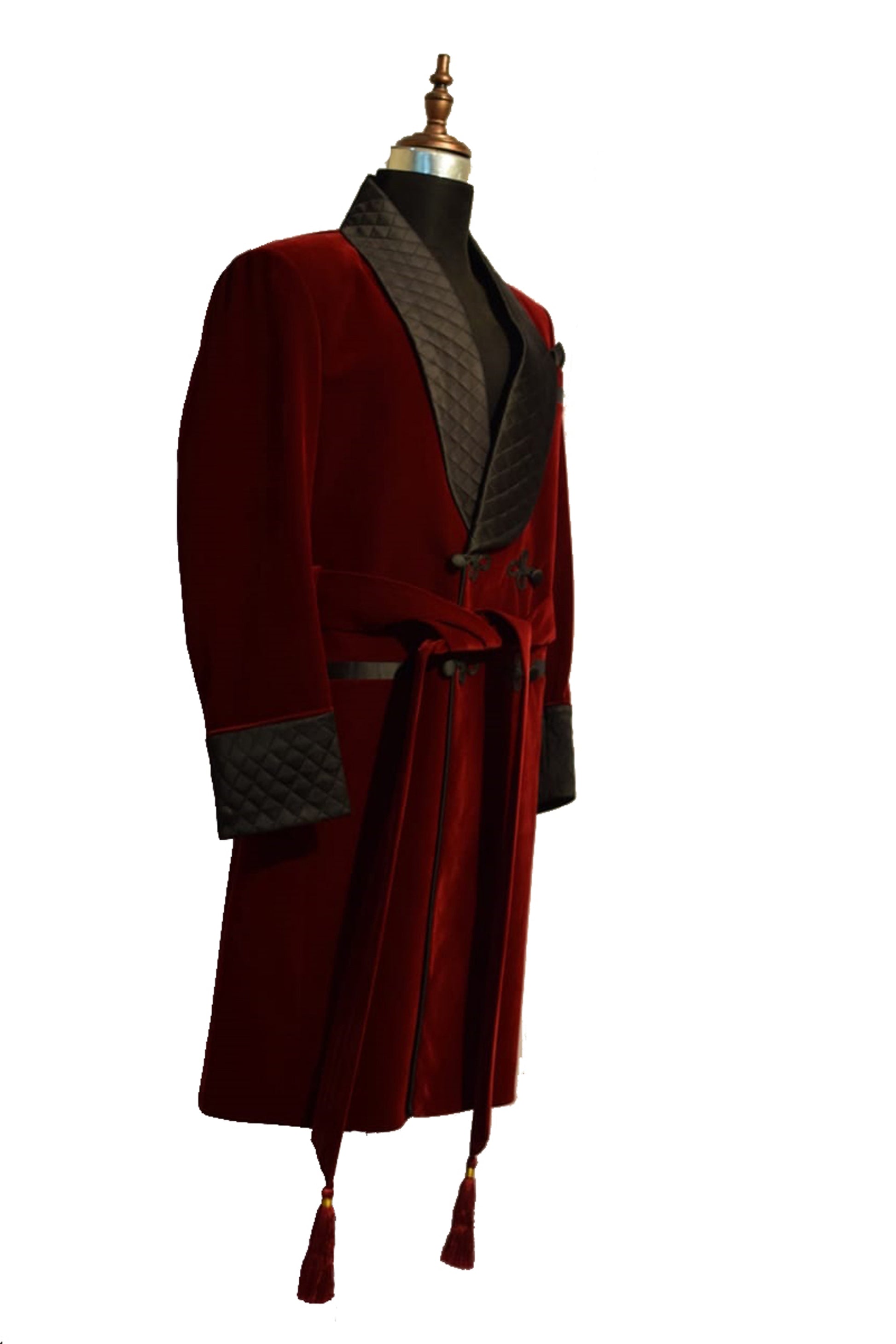 Men Maroon Smoking Jacket Dinner Party Wear Long Coat - TrendsfashionIN