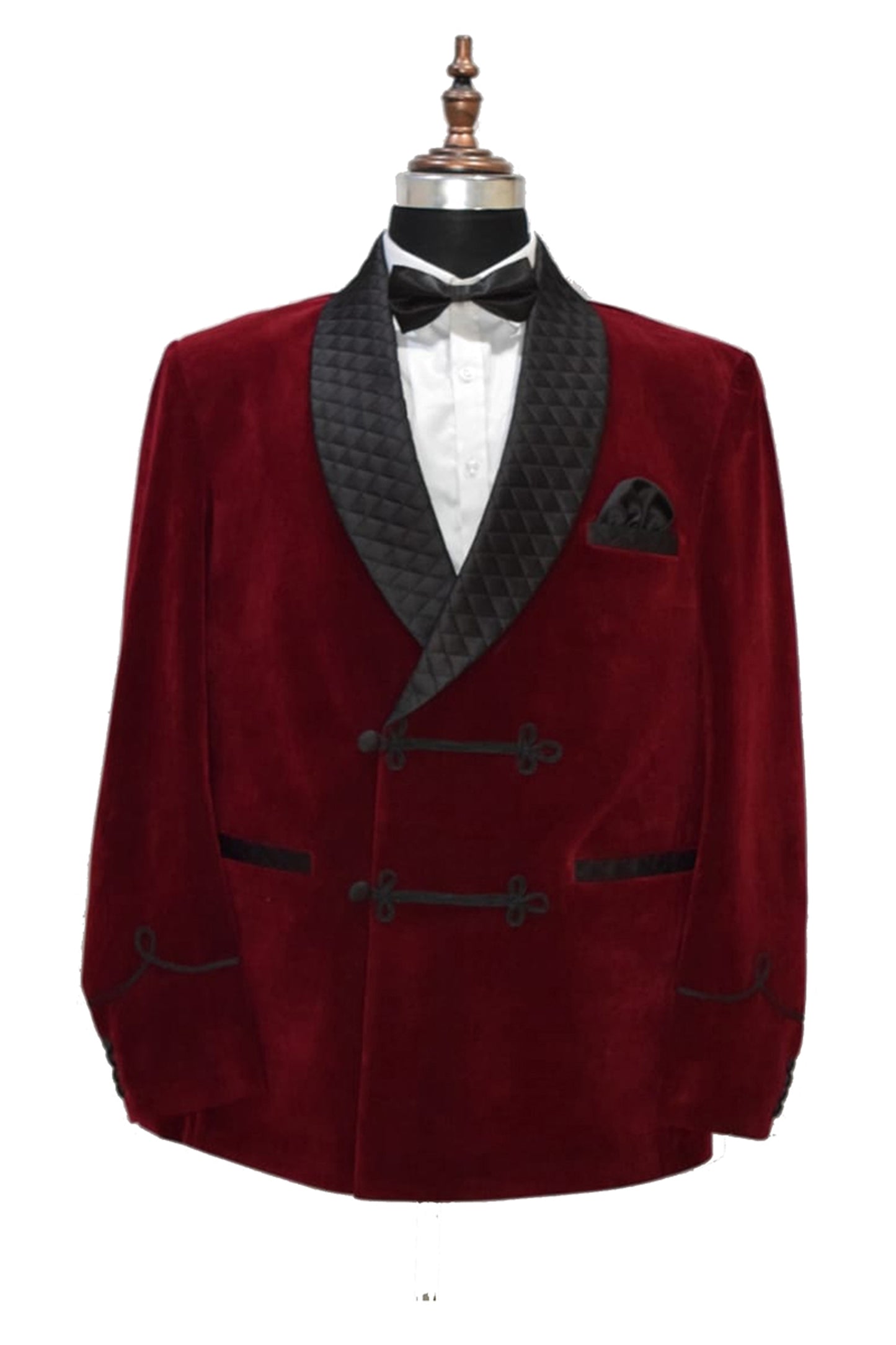 Men Maroon Smoking Jacket Wedding Party Wear Blazer - TrendsfashionIN