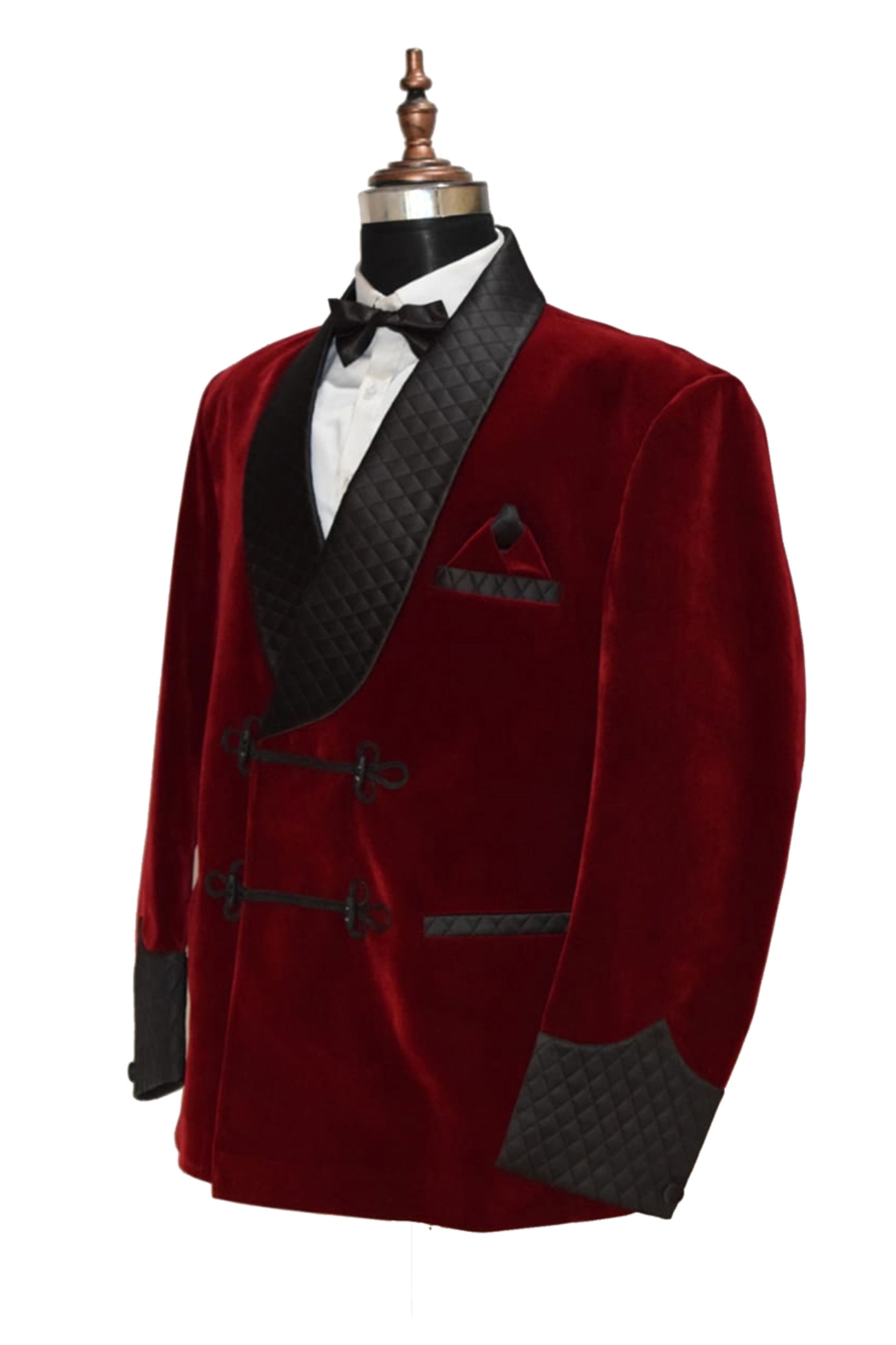 Men Maroon Smoking Jacket Wedding Blazer Coats - TrendsfashionIN