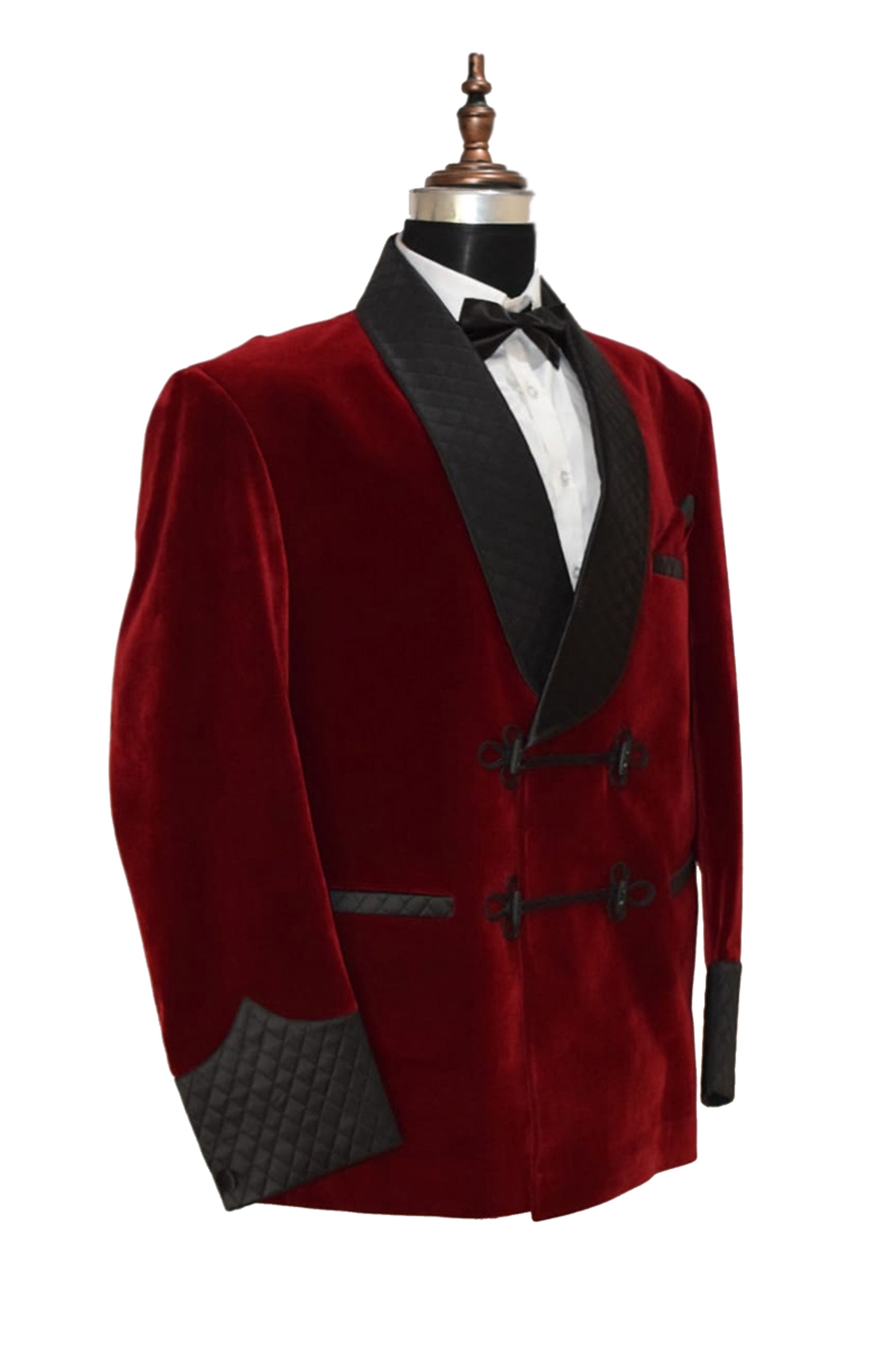 Men Maroon Smoking Jacket Wedding Blazer Coats - TrendsfashionIN