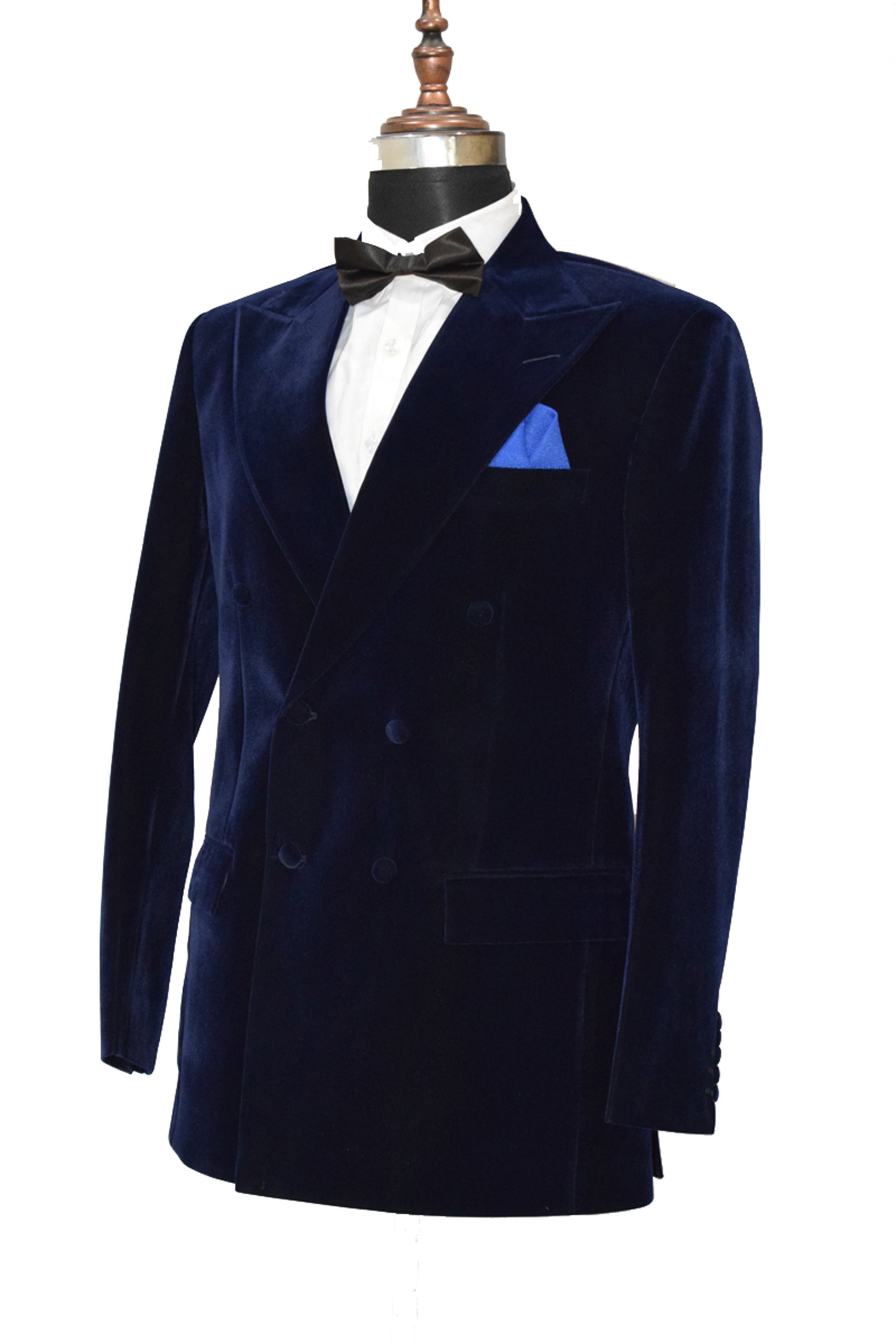 Men Navy Blue Smoking Jacket Dinner Party Wear Coat - TrendsfashionIN