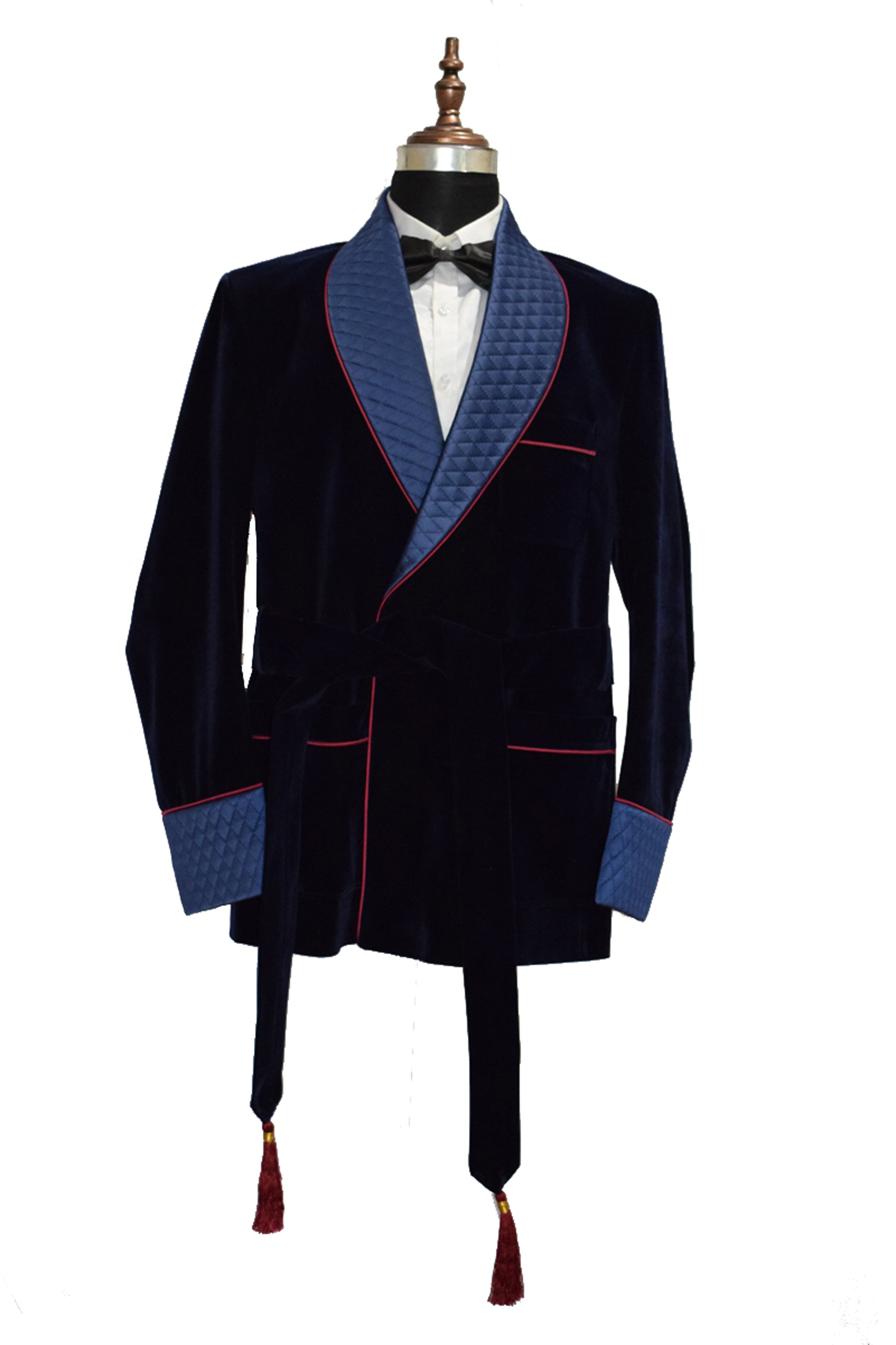 Men Navy Blue Smoking Jackets Dinner Party Wear Coat - TrendsfashionIN