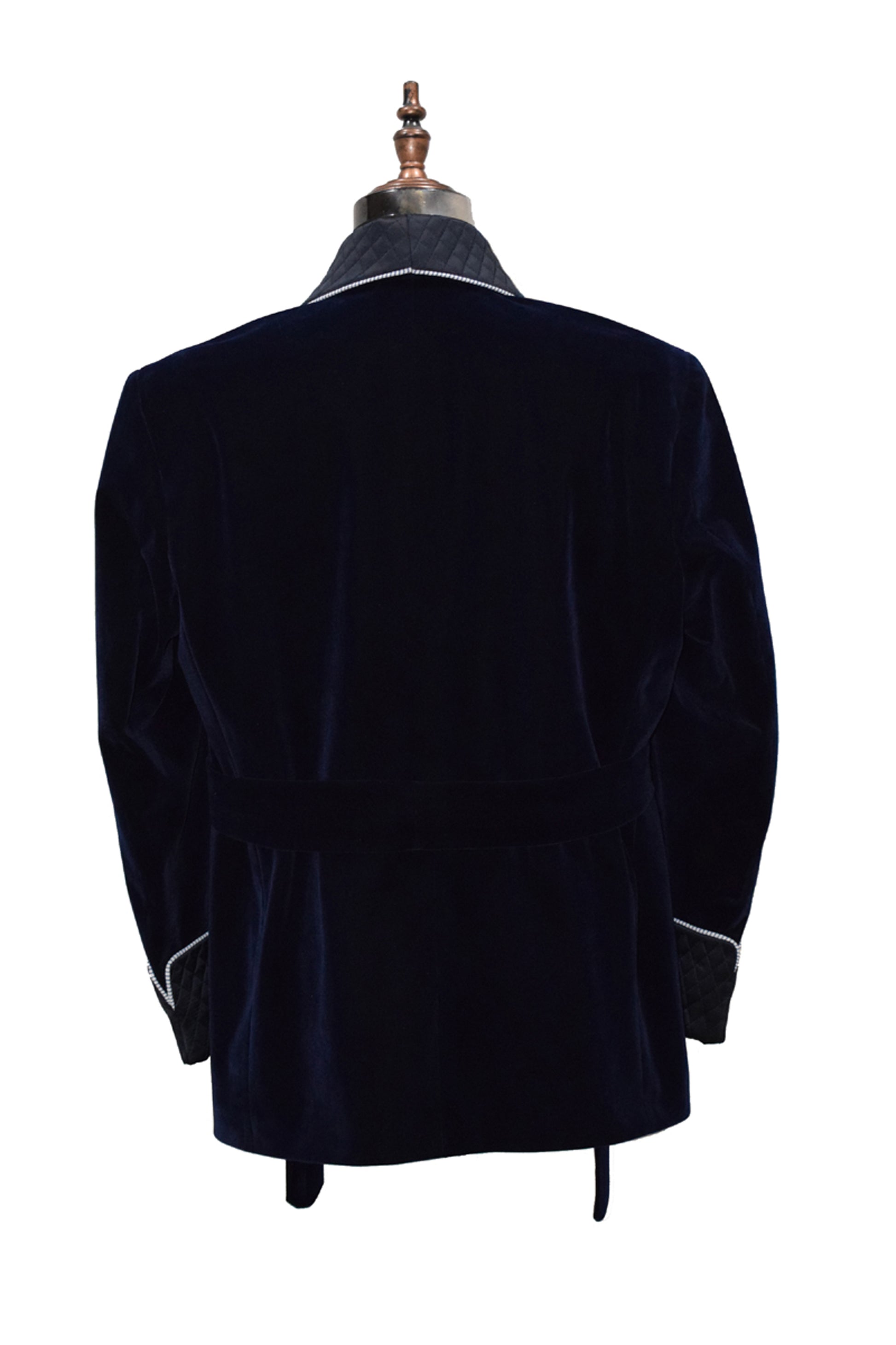 Men Navy Blue Smoking Jacket Dinner Party Wear Coat - TrendsfashionIN