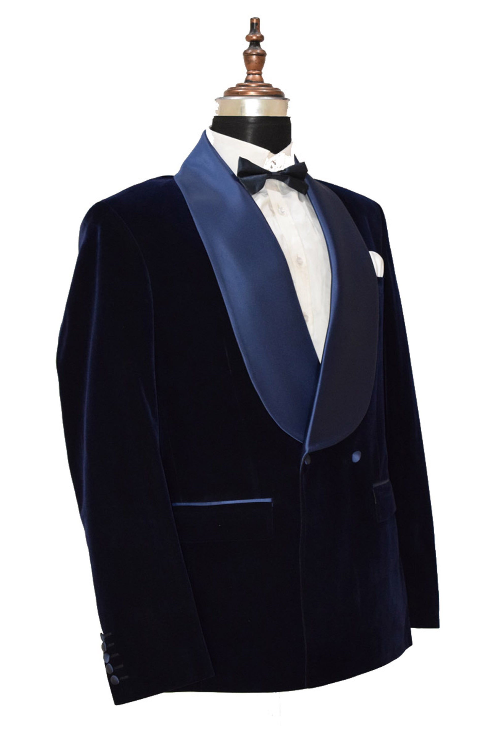 Men Navy Blue Smoking Jacket Wedding Coats - TrendsfashionIN