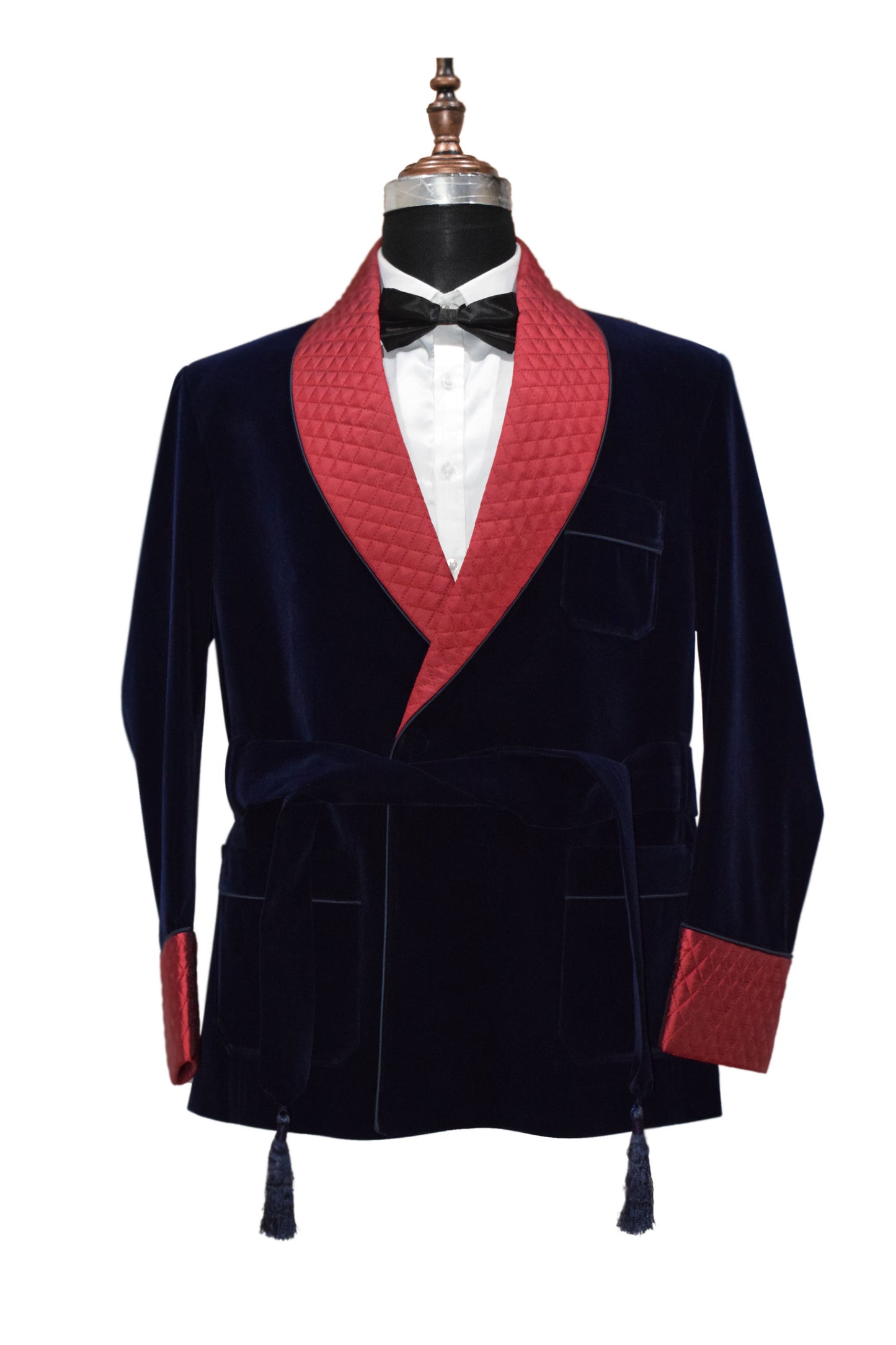 Men Navy Blue Smoking Jacket Designer Party Wear Coats