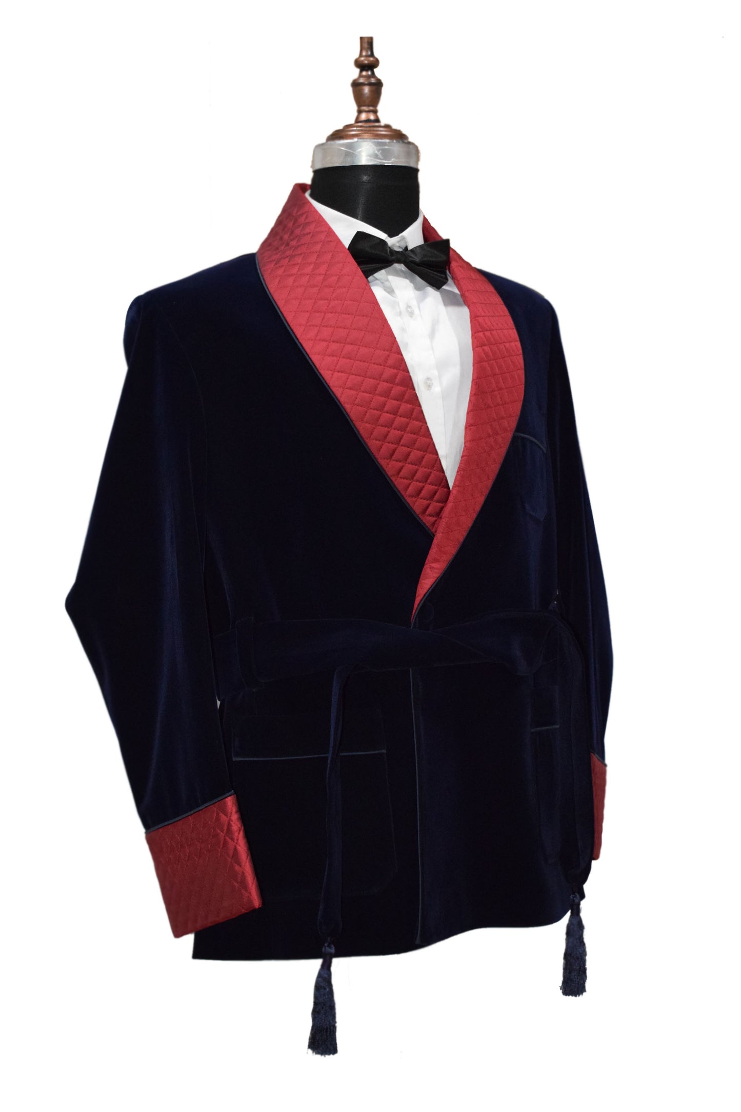 Men Navy Blue Smoking Jacket Designer Party Wear Coats