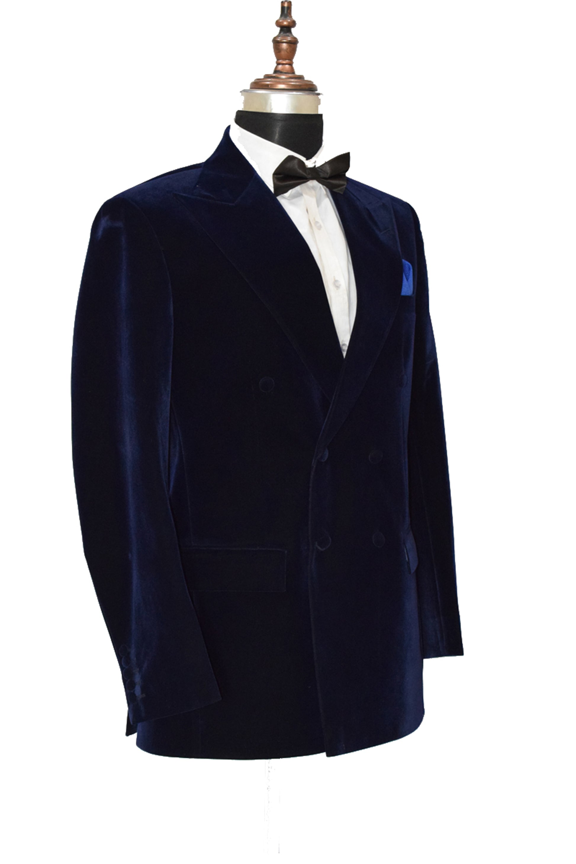 Men Navy Blue Smoking Jacket Dinner Party Wear Coat - TrendsfashionIN