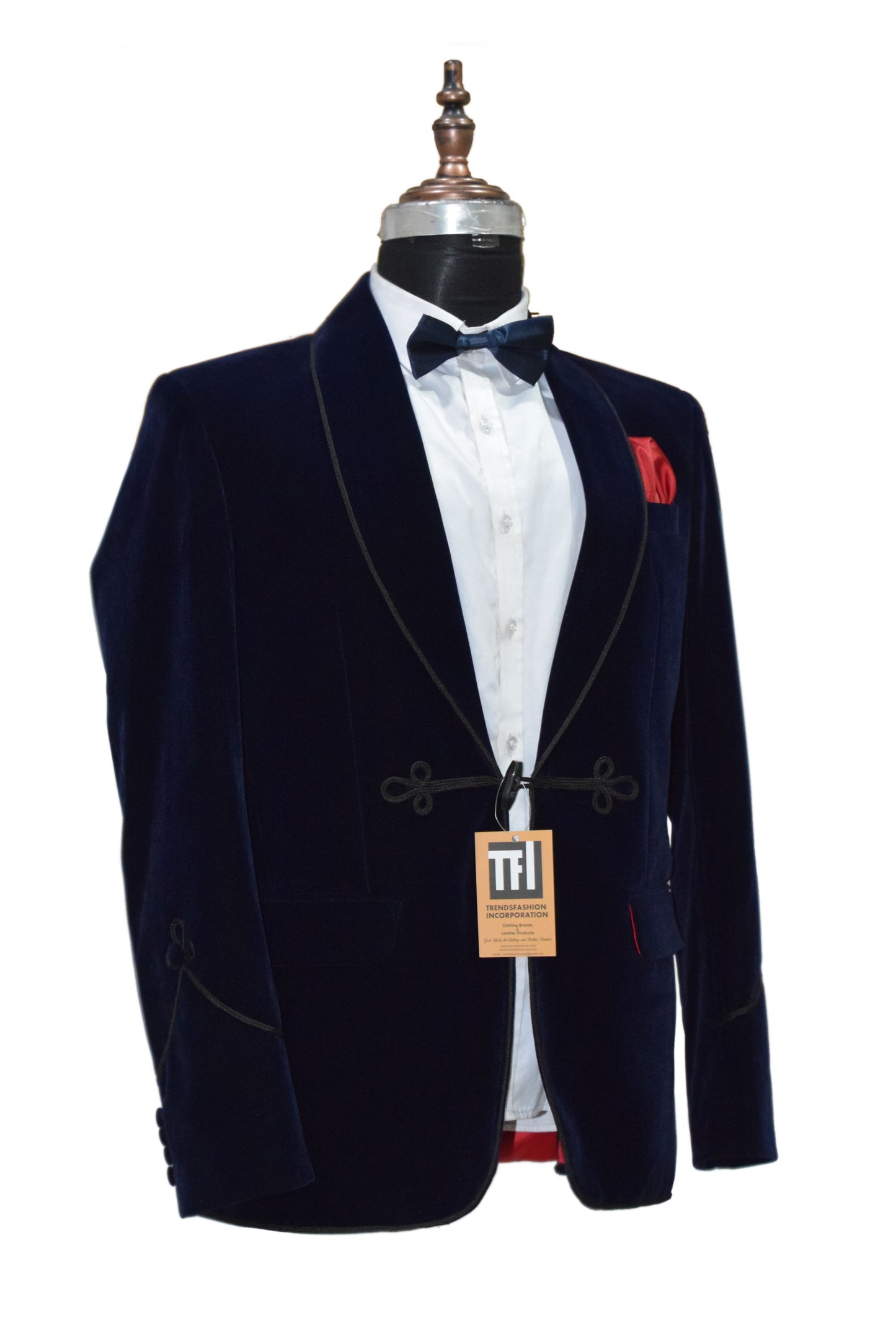 Men Navy Blue Smoking Jacket Dinner Party Wear Coat