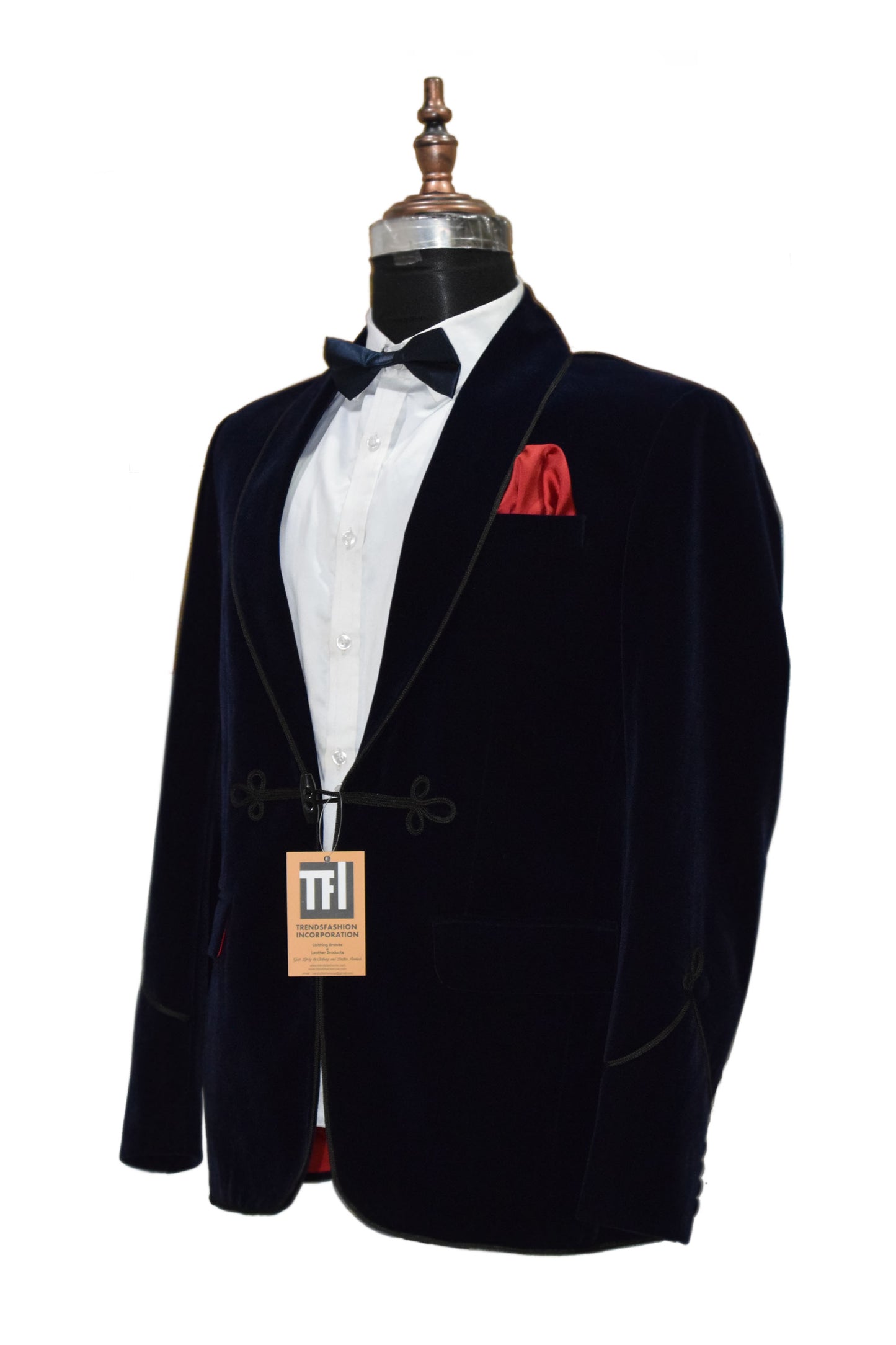 Men Navy Blue Smoking Jacket Dinner Party Wear Coat