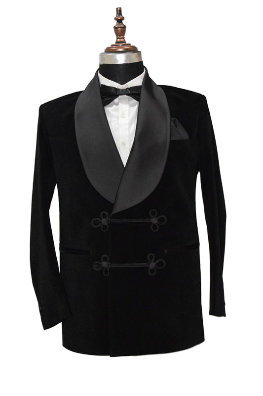 Men Black Smoking Jacket Dinner Party Wear Blazer - TrendsfashionIN