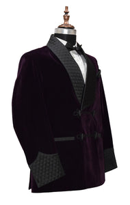 Men Purple Smoking Jacket Dinner Party Wear Blazer - TrendsfashionIN