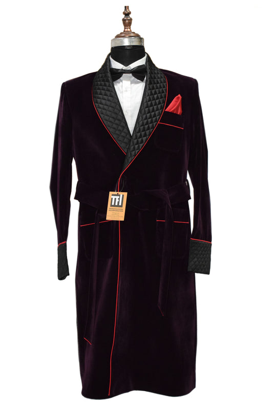 Men Purple Smoking Jacket Designer Party Wear Long Coat