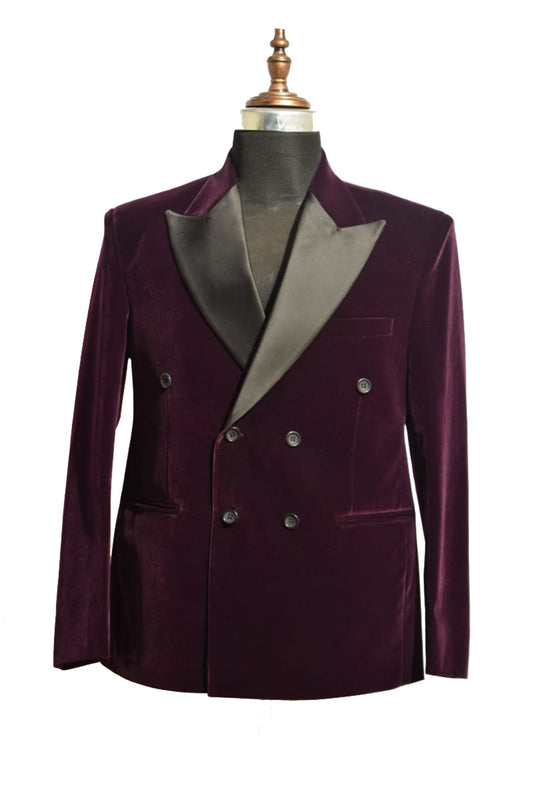 Men Purple Smoking Jacket Dinner Party Wear Blazer - TrendsfashionIN