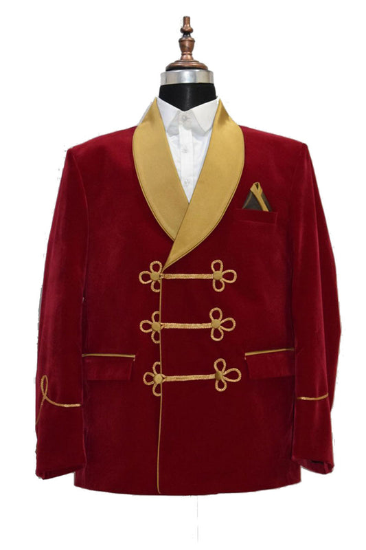 Men Red Smoking Jacket Dinner Party Wear Coats - TrendsfashionIN