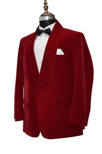 Men Red Smoking Jacket Dinner Party Wear Blazer - TrendsfashionIN
