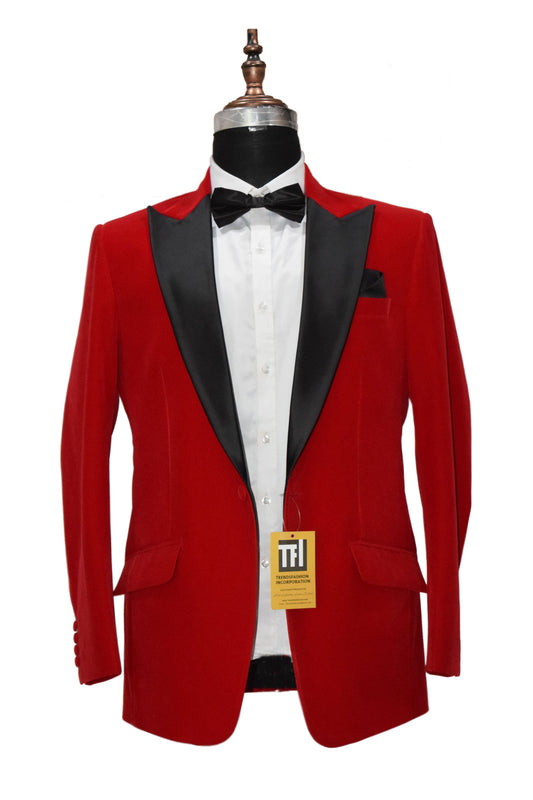 Men Red Smoking Jackets Dinner Party Wear Coats