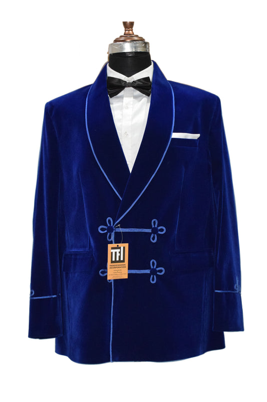 Men Royal Blue Smoking Jackets Dinner Party Wear Coats