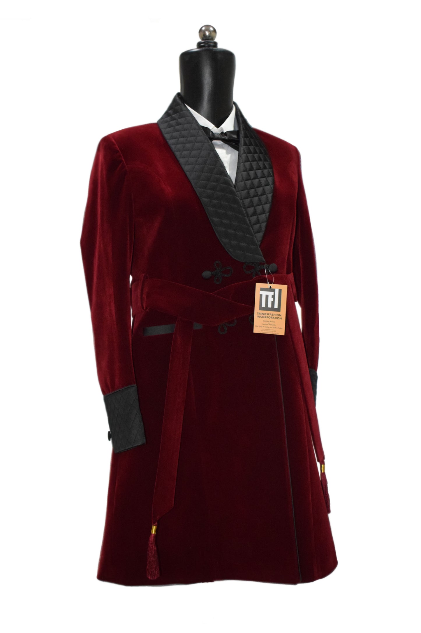 Women Maroon Smoking Jacket Designer Party Wear Long Coat