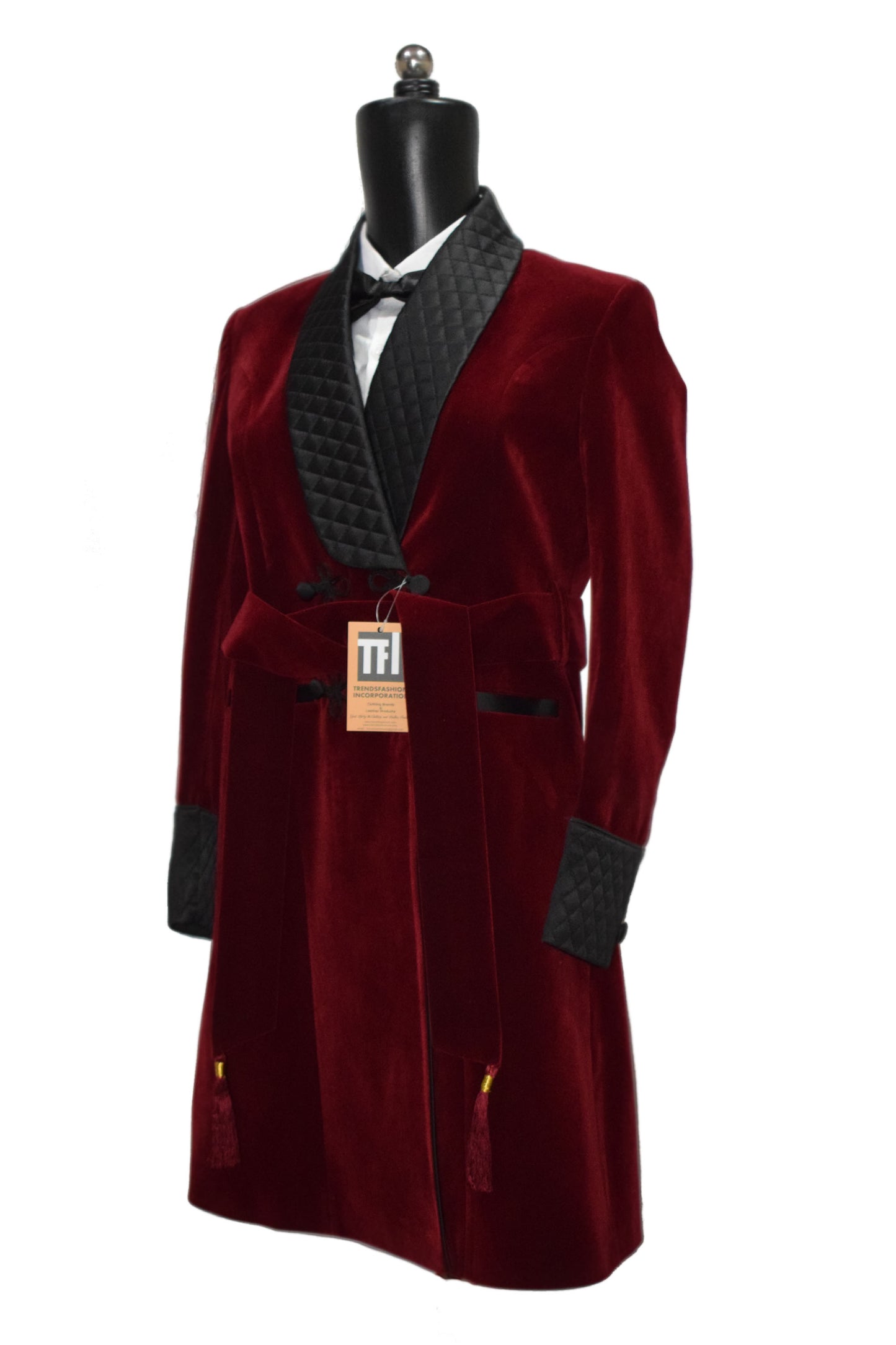 Women Maroon Smoking Jacket Designer Party Wear Long Coat