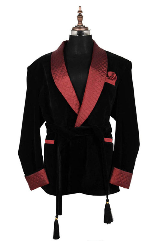 Men Black Smoking Jackets Robes Designer Party Wear Coat