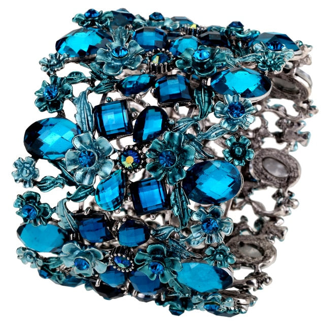 Flower Stretch Wide Bracelet Women Jewelry - TrendsfashionIN