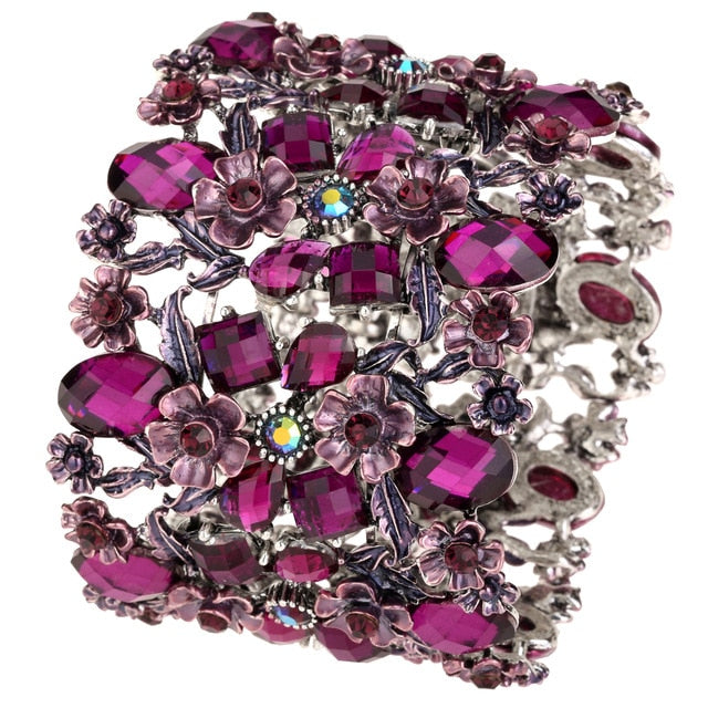 Flower Stretch Wide Bracelet Women Jewelry - TrendsfashionIN