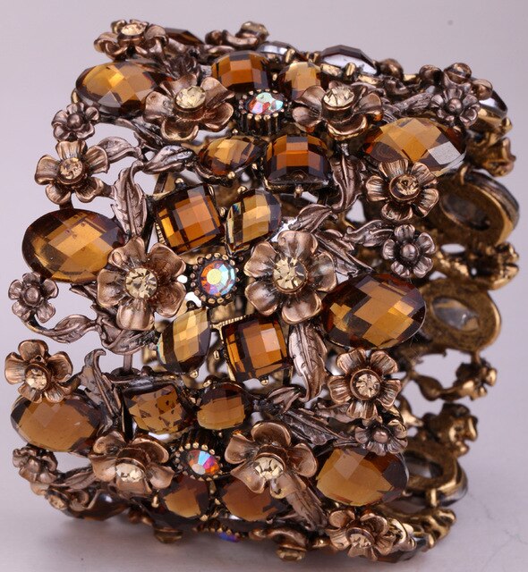 Flower Stretch Wide Bracelet Women Jewelry - TrendsfashionIN