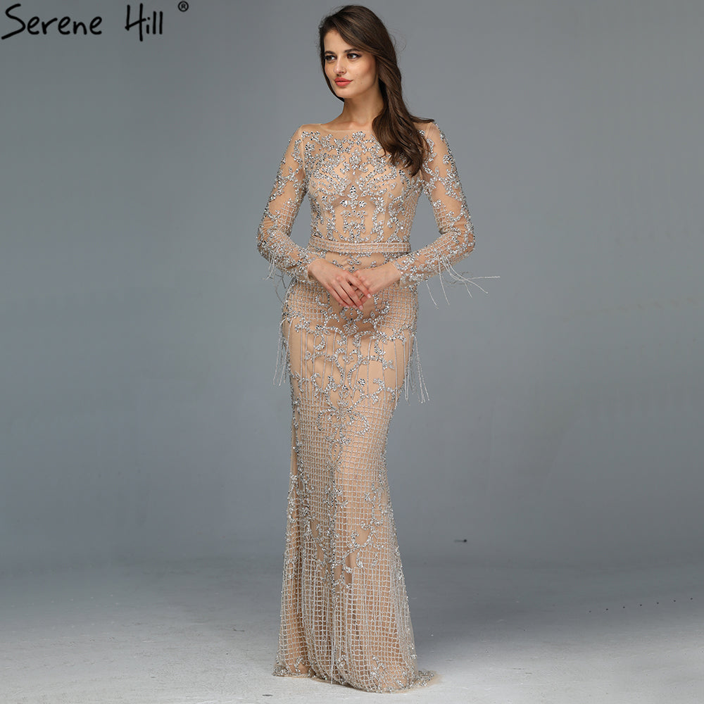 SERNE HILL Dubai Luxury Muslim Tassel Beading Long Evening Dresses Party Formal Gowns Plus Size